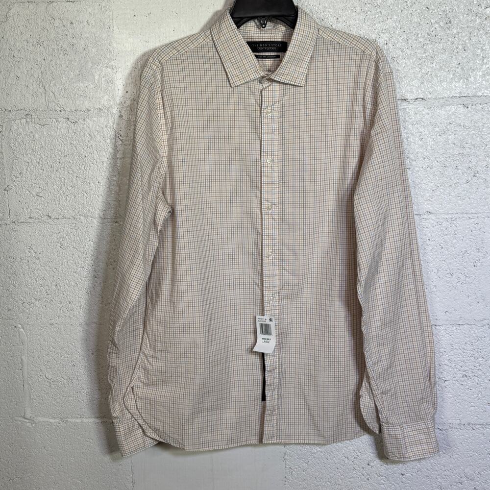 Men's Store at Bloomingdale's Cotton Stretch button down Shirt, Beige large $98